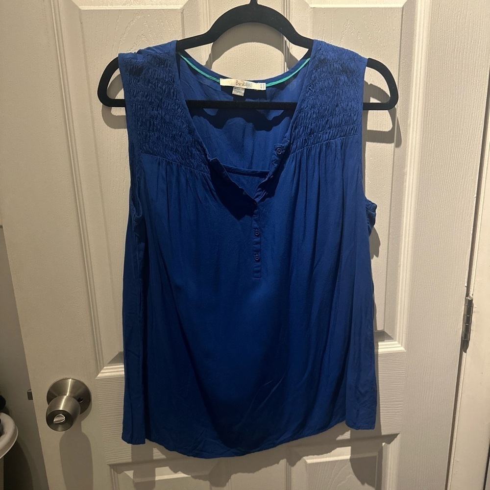 Boden Flowy Overlay Tank Top Sleeveless Navy Blue 100% Viscose Size US 10 Flowy - Picture 7 of 9